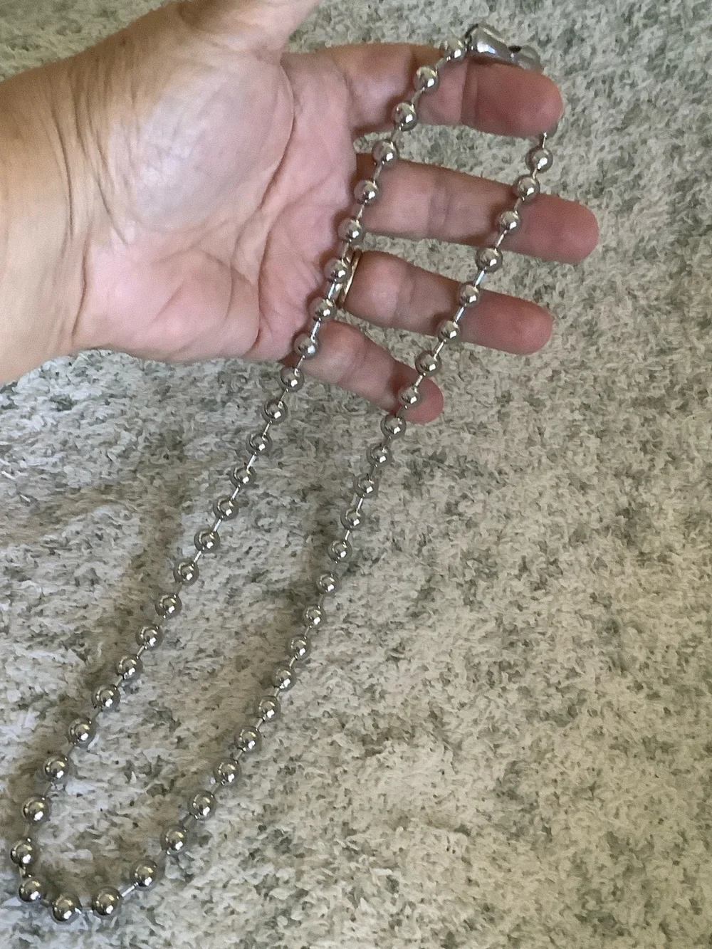 Giant Ball Chain Silver Beaded Necklace Men or Women, 8cm 22” NWT Festival